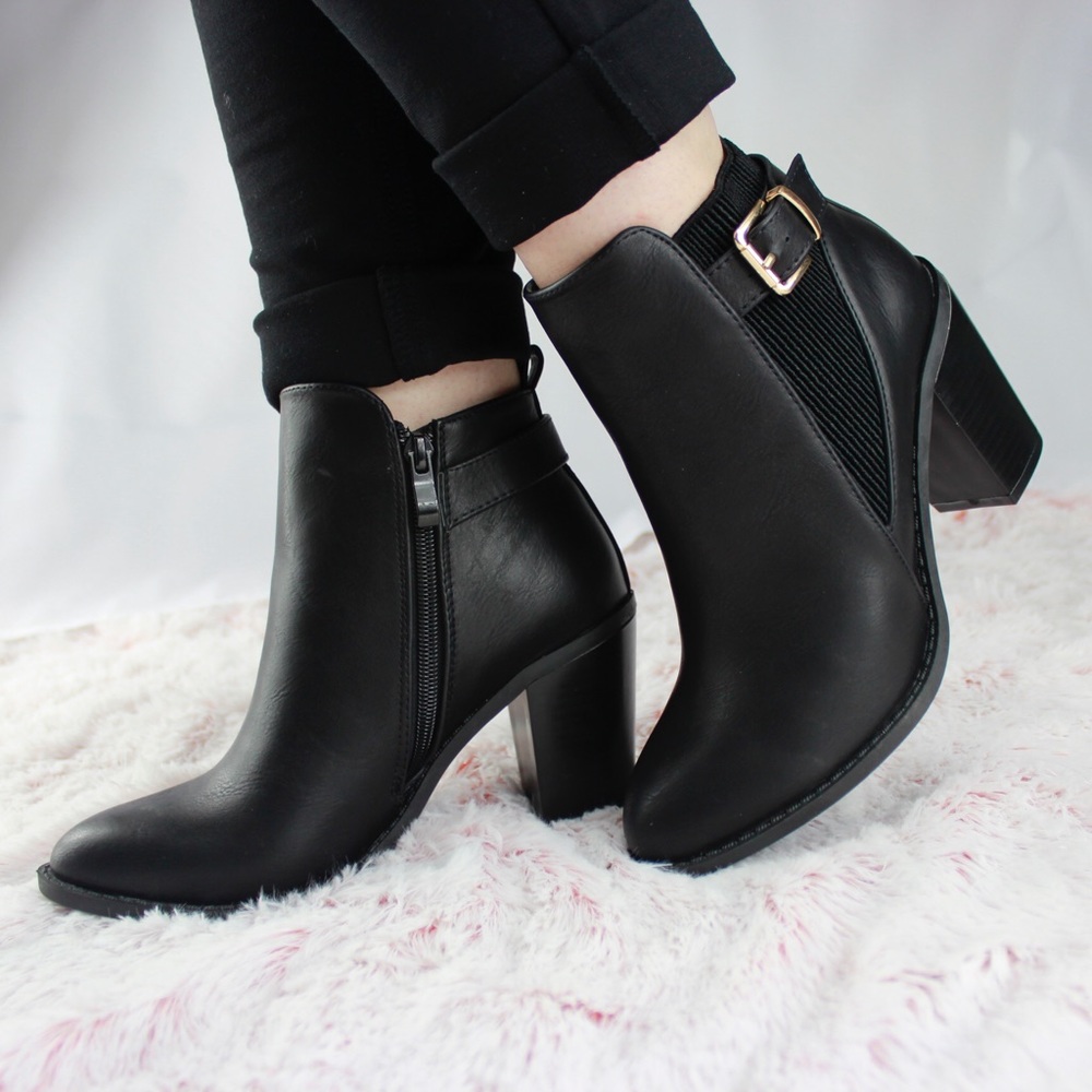 Black Bootie, Block Heel - Picture 2 of 5